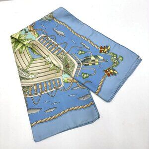 Hermes Carre 90 Scarf Railing Ship's Handrail Silk :multi-color